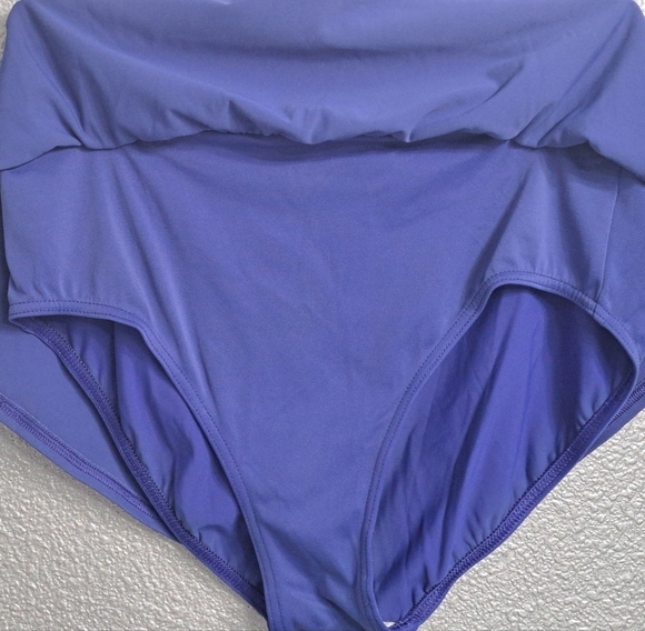 Floral Tankini Top & Solid Blue Skort With Attached Bikini Bottom   Size M - Picture 8 of 9